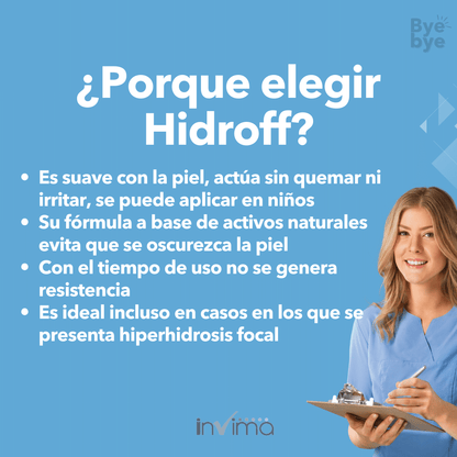 Hidroff, Elimina el Sudor y Mal Olor en Cualquier Parte del Cuerpo 2x1 🔥